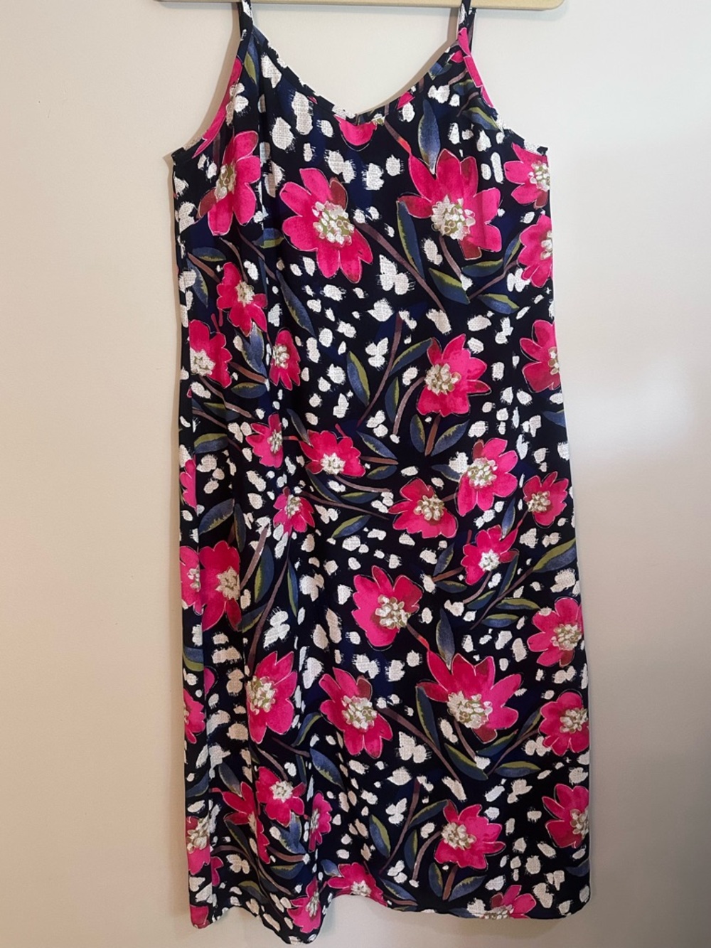 NIC+ZOE Womens Black Floral Slip Dress with Slit Size M Vacation Whimsy Sundress